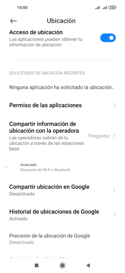 Pulsa Permiso de las aplicaciones.