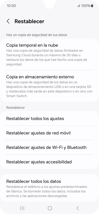 Pulsa Restablecer ajustes de red móvil.