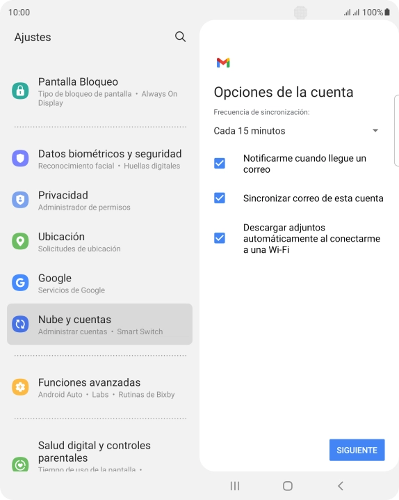 Si aparece en la pantalla esta imagen, tu cuenta de correo electrónico ha sido reconocida y configurada automáticamente. Sigue las indicaciones de la pantalla para introducir más información y terminar la configuración.