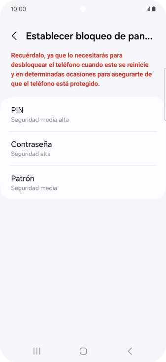 Pulsa el código de seguridad deseado y sigue las indicaciones de la pantalla para crear un código de seguridad del teléfono adicional. Pulsa el código de seguridad deseado y sigue las indicaciones de la pantalla para crear un código de seguridad del teléfono adicional.