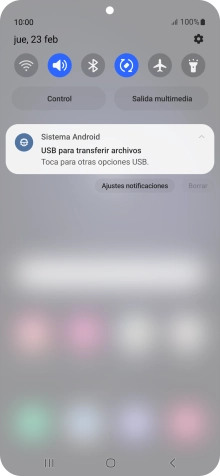 Pulsa Toca para otras opciones USB..