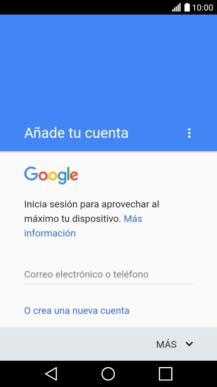 Si no tienes una cuenta de Google, pulsa O crea una nueva cuenta y sigue las indicaciones de la pantalla para ver cómo crear una cuenta nueva.