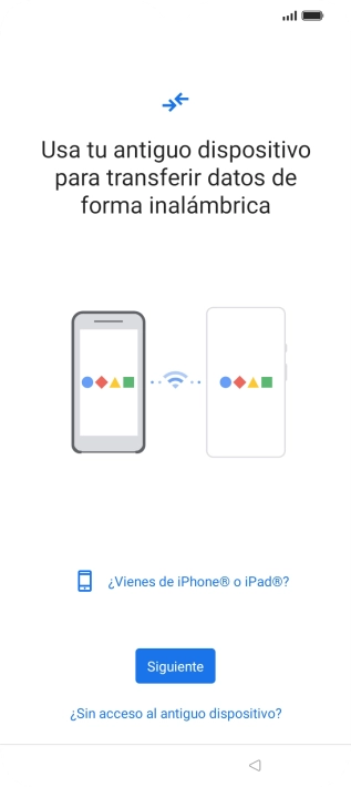 Sigue las indicaciones de la pantalla para transferir contenido desde otro teléfono.
