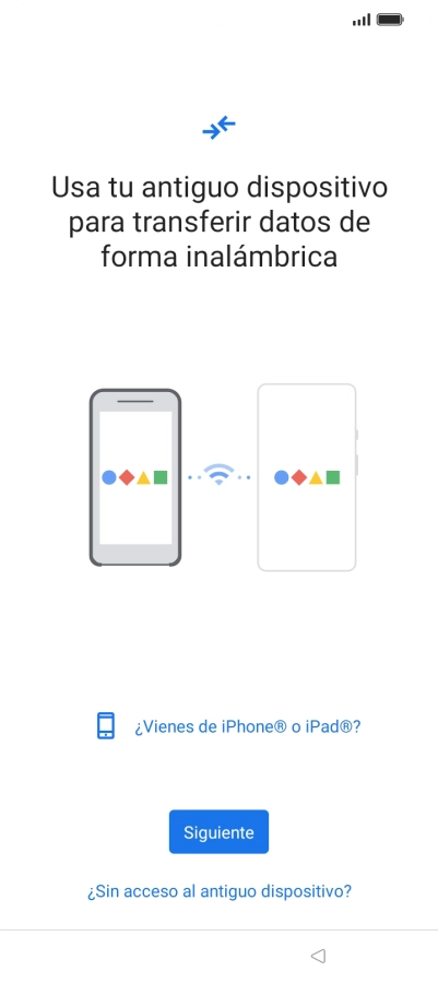 Sigue las indicaciones de la pantalla para transferir contenido desde otro teléfono.