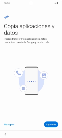 Puedes transferir el contenido de otro teléfono cuando activas tu teléfono por primera vez y cuando lo has restablecido. Cuando aparezca en la pantalla del teléfono esta imagen, ya está listo para la transmisión del contenido del otro teléfono.
