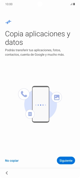 Puedes transferir el contenido de otro teléfono cuando activas tu teléfono por primera vez y cuando lo has restablecido. Cuando aparezca en la pantalla del teléfono esta imagen, ya está listo para la transmisión del contenido del otro teléfono.