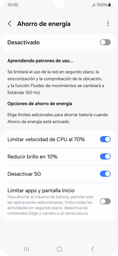 Pulsa el indicador junto a los ajustes deseados.