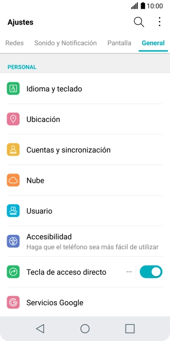 Pulsa Cuentas y sincronización.