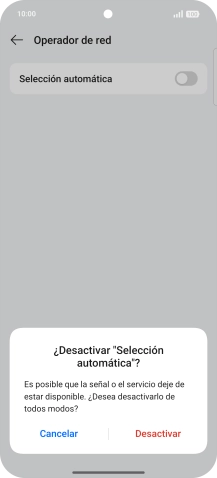 Pulsa Desactivar para desactivar la función y espera mientras el teléfono está buscando redes.