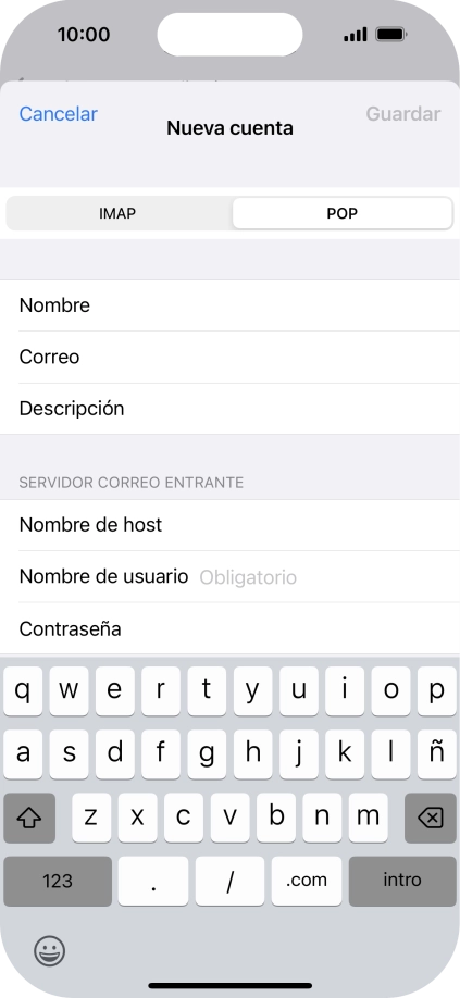 Pulsa Nombre de usuario e introduce el nombre de usuario de tu cuenta de correo electrónico.