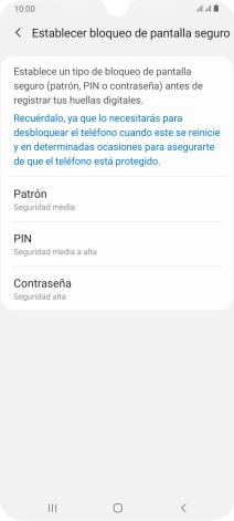 Pulsa el código de seguridad deseado y sigue las indicaciones de la pantalla para crear un código de seguridad del teléfono adicional.