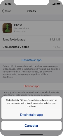 Pulsa Desinstalar app.