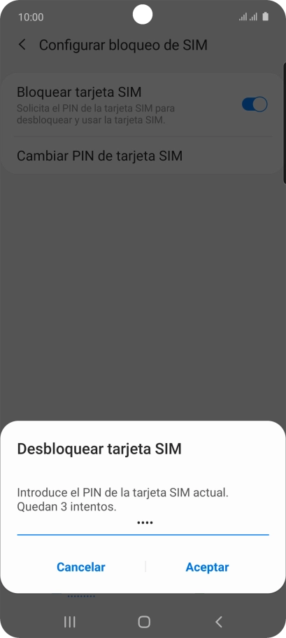 Introduce tu código PIN y pulsa Aceptar.