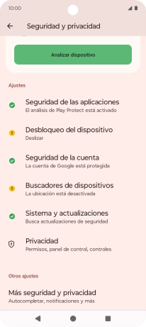 Pulsa Más seguridad y privacidad.