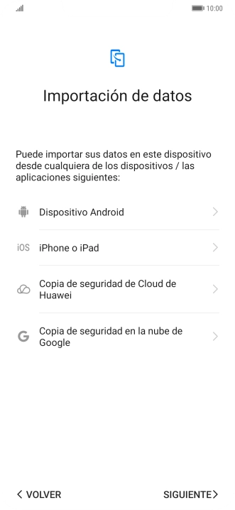 Puedes transferir el contenido de otro teléfono cuando activas tu teléfono por primera vez y cuando lo has restablecido. Cuando aparezca en la pantalla del teléfono esta imagen, ya está listo para la transmisión del contenido del otro teléfono.