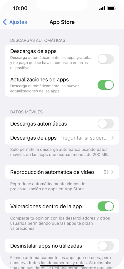 Pulsa el indicador junto a los tipos de contenido deseados para activar o desactivar la función.