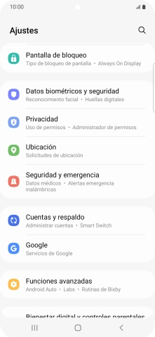 Pulsa Cuentas y respaldo.