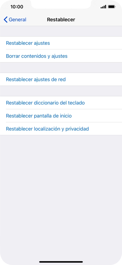 Pulsa Restablecer ajustes.