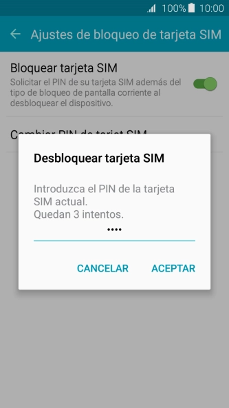 Introduce tu código PIN y pulsa ACEPTAR.