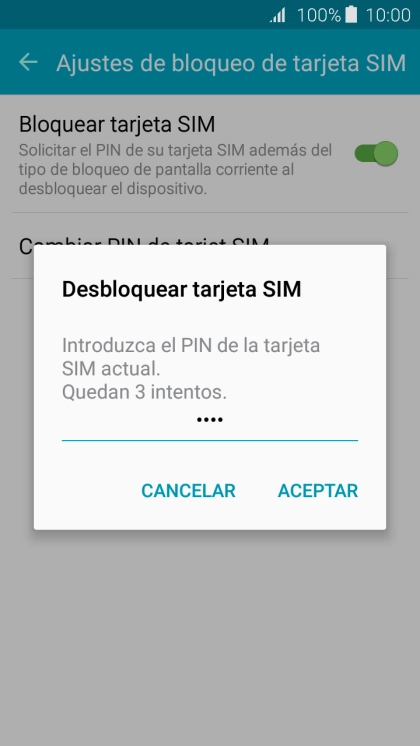 Introduce tu código PIN y pulsa ACEPTAR.