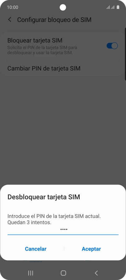 Introduce tu código PIN y pulsa Aceptar. Introduce tu código PIN y pulsa Aceptar.