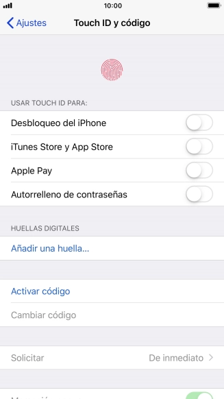 Pulsa Añadir una huella... y sigue las indicaciones de la pantalla para añadir tu huella digital.