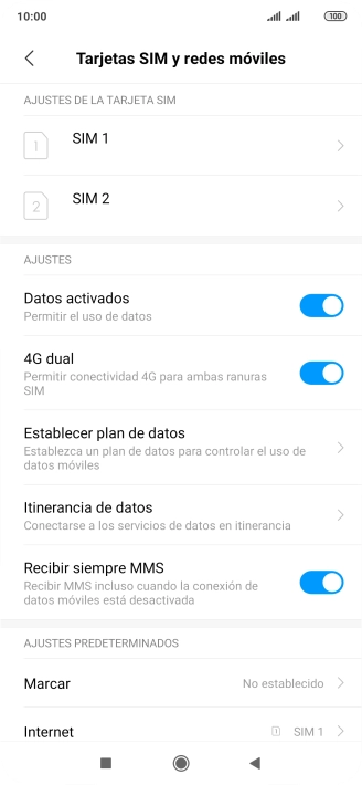 Pulsa la tarjeta SIM deseada.