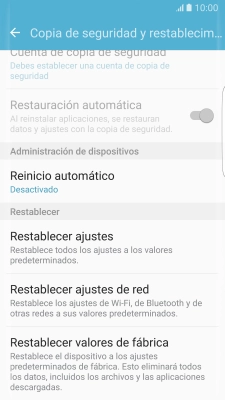 Pulsa Restablecer valores de fábrica.