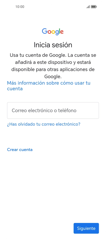 Si no tienes una cuenta de Google, pulsa Crear cuenta y sigue las indicaciones de la pantalla para ver cómo crear una cuenta nueva.