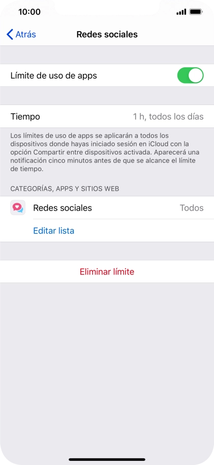 Pulsa Eliminar límite.