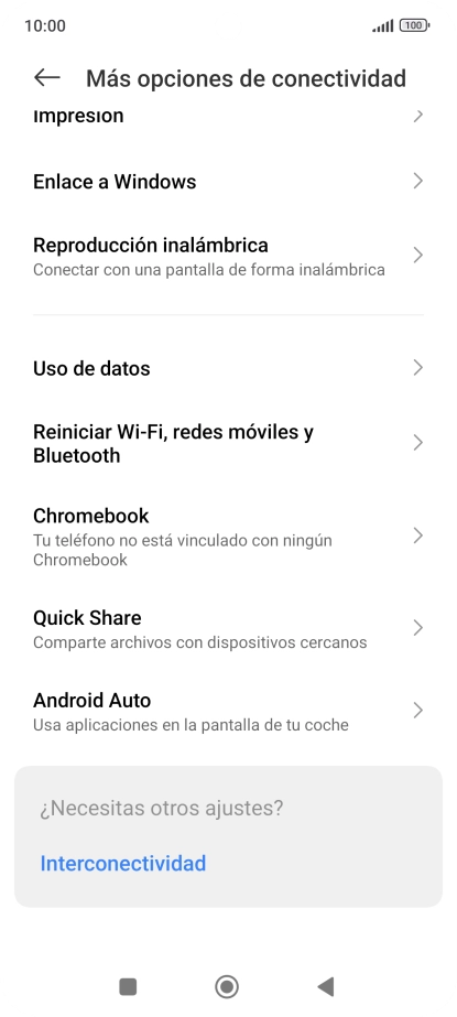 Pulsa Reiniciar Wi-Fi, redes móviles y Bluetooth.
