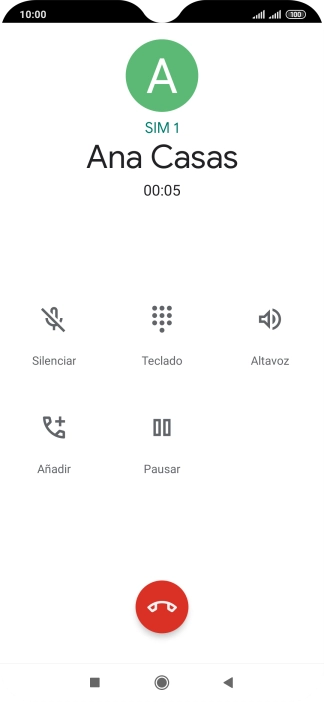 Pulsa el icono de finalizar llamada. Pulsa el icono de finalizar llamada.