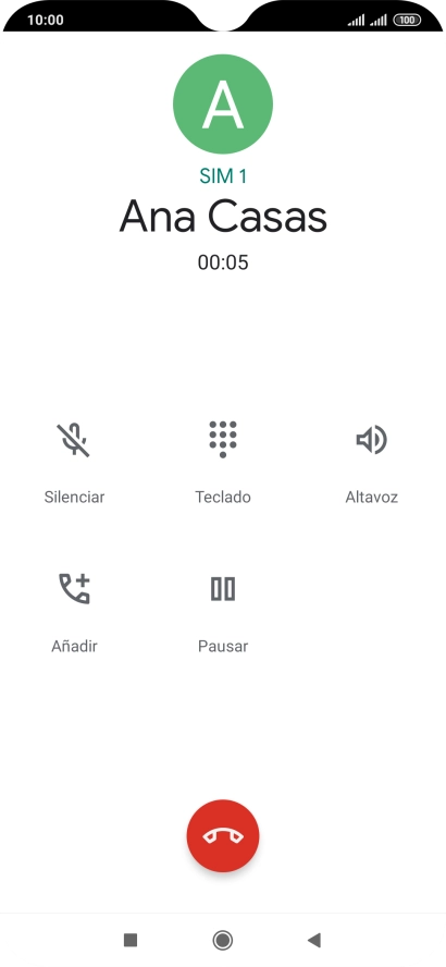 Pulsa el icono de finalizar llamada. Pulsa el icono de finalizar llamada.