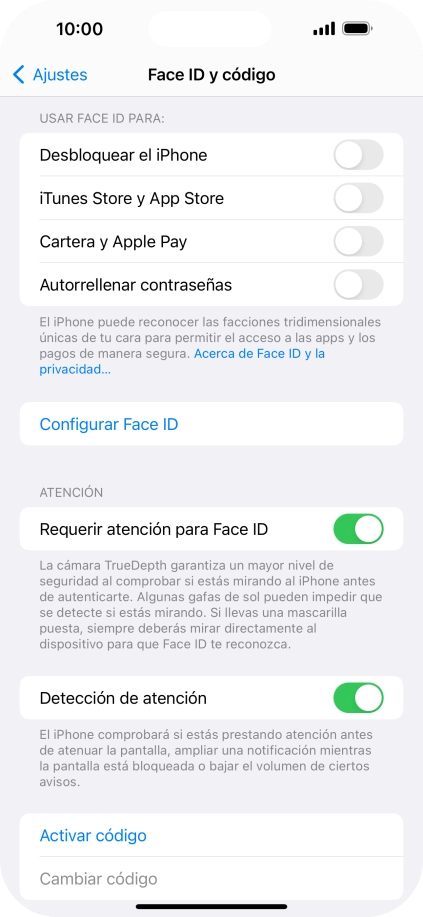 Pulsa Configurar Face ID.