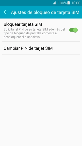 Pulsa Bloquear tarjeta SIM para activar o desactivar la función.
