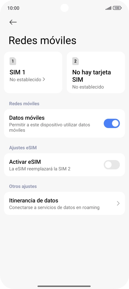 Pulsa el nombre de la tarjeta SIM.
