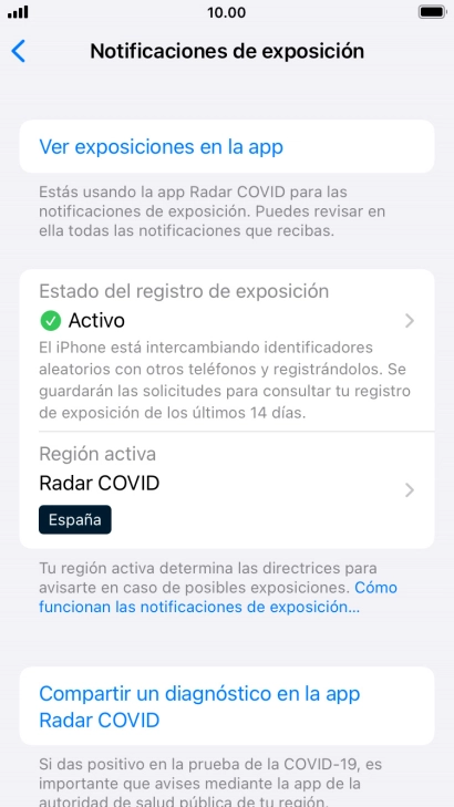 Pulsa Estado del registro de exposición.