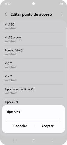 Introduce default y pulsa Aceptar.
