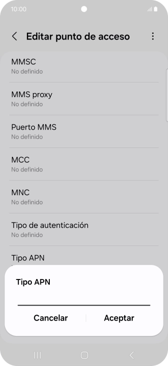 Introduce default y pulsa Aceptar.