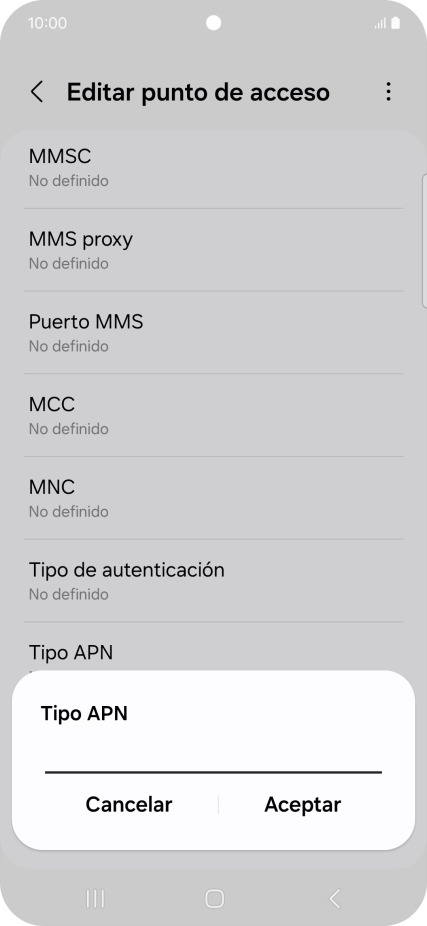 Introduce default y pulsa Aceptar.