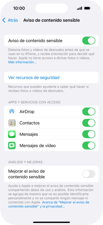 Pulsa el indicador junto a las aplicaciones deseadas para activar o desactivar la función.