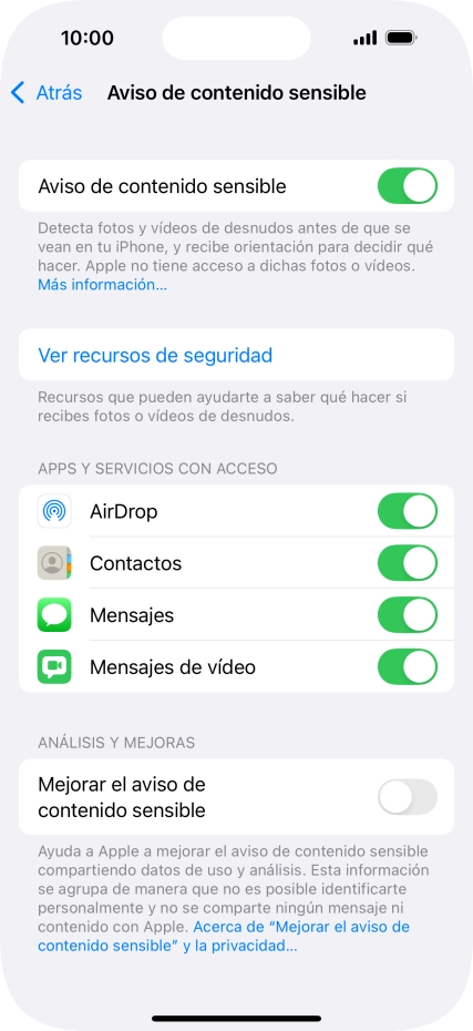 Pulsa el indicador junto a las aplicaciones deseadas para activar o desactivar la función.