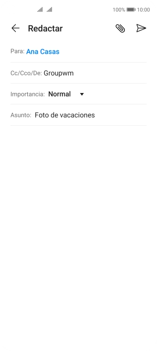 Pulsa en el campo de escritura  y escribe el texto del correo electrónico.