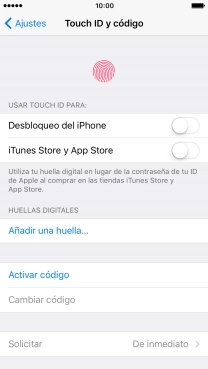 Pulsa Activar código e introduce un código de seguridad de libre elección dos veces seguidas.