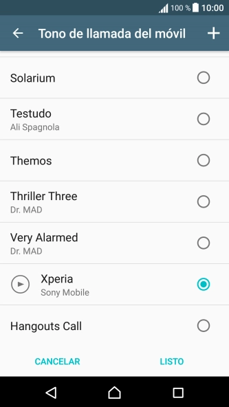 Pulsa el icono de añadir timbre de llamada y busca el timbre de llamada que quieras usar.