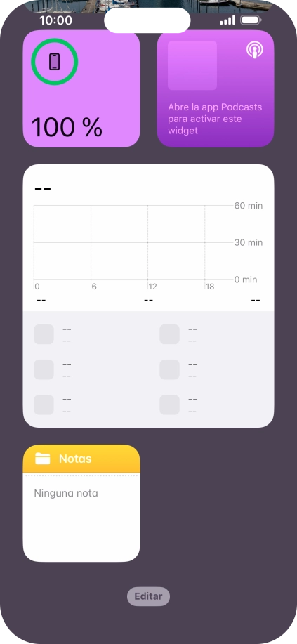 Pulsa el widget deseado hasta que aparezca un menú emergente en la pantalla.