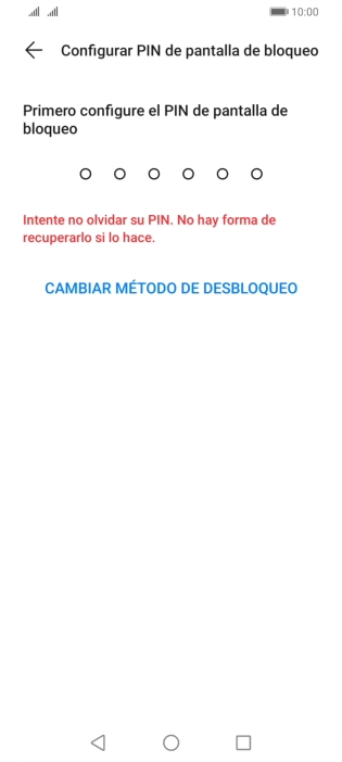 Pulsa CAMBIAR MÉTODO DE DESBLOQUEO.