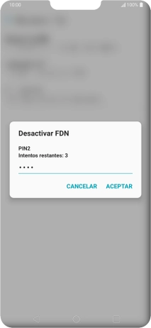Introduce el código PIN2 y pulsa ACEPTAR.