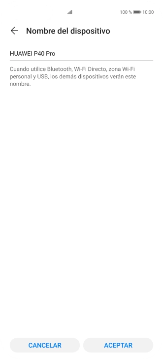Introduce el nombre deseado de la conexión wifi y pulsa ACEPTAR.