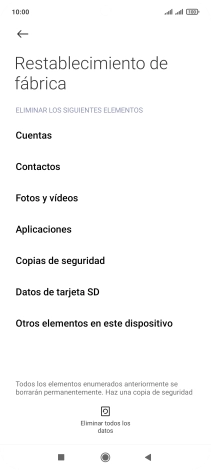 Pulsa Eliminar todos los datos.